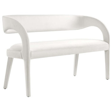 Modway Pinnacle 20" Upholstered Velvet Fabric Accent Bench in Ivory
