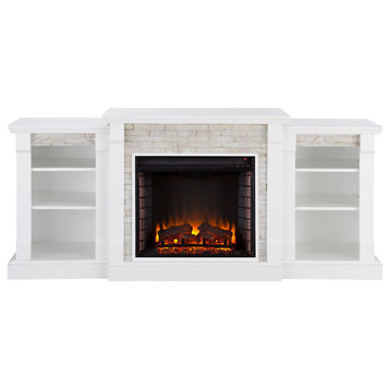 Freidrich Simulated Stone Fireplace With Bookcases, Electric
