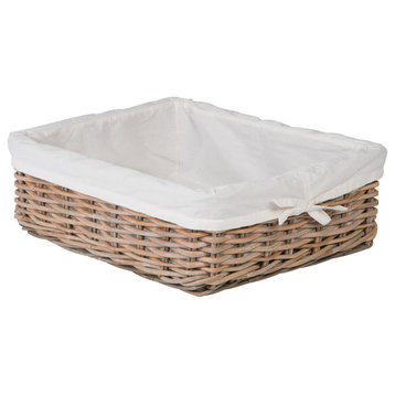 Kobo Rattan Shelf and Underbed Basket, Gray-Brown, 15" X 20" X 6"