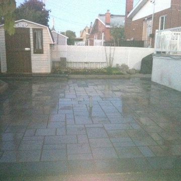 Rear patio construction for a future spa.