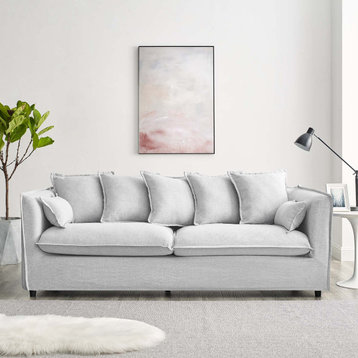 Avalon Slipcover Fabric Sofa, Light Gray