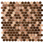 Flooring Supply Shop - Mosaics Metal Tile Penny Round Stainless Steel, Brushed Copper - Price per Sheet