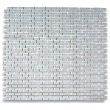Glass Mosaic Tile Super White Glass Bathroom Wall Kitchen Backsplash, 1 sheet