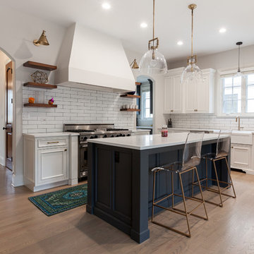 Kitchen Cabinet Refinish and Floating Shelves