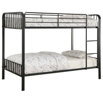 Furniture of America Ciera Metal Twin over Twin Slatted Bunk Bed in Black