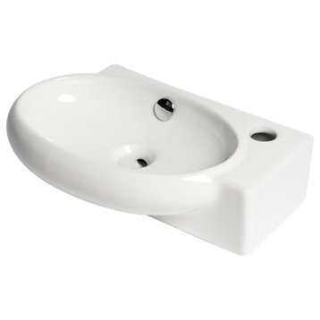 ALFI brand ABC117 White 17" Small Wall Mounted Ceramic Sink with Faucet Hole