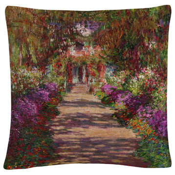 Claude Monet 'A Pathway, Monets Garden' Decorative Throw Pillow
