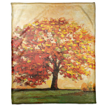 Fall Tree Scene Fleece Throw Blanket, 50"x60"