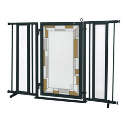 Fusion Gates - Fusion Gate with Bauhaus Border Design, Black, 52"-60" - Dog Gates