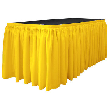 LA Linen Polyester Poplin Table Skirt, Light Yellow, 252"x29"