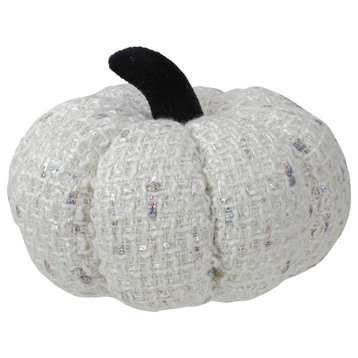 7" Ivory Knitted Fall Harvest Tabletop Pumpkin