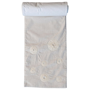 Seashell Patchwork Cotton and Linen Table Runner, Natural