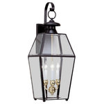 Norwell Lighting - Norwell Lighting Olde Colony 3 Light Sconce, Black 1067-BL-BE - Grand in scale, the Olde Colony large wall light touts a traditional aesthetic with rich, Beveled Glass that beautifully diffuses the light to keep your outdoor evenings cozy