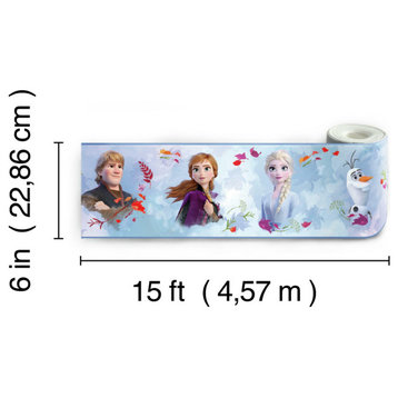 Frozen 2 Peel and Stick Wallpaper Border, White and Blue