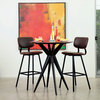 Camila Black Iron and Vintage Brown Vegan Leather Upholstered Dining Stool