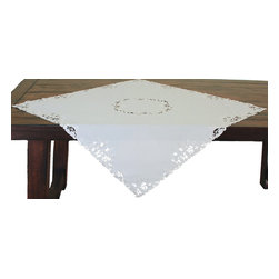 Xia Home Fashions - Arietta Embroidered Cutwork Spring Table Topper, 34"x34" - Tablecloths