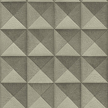 Retro Geometric Textured Wallpaper, BA220064, Green Gray, 1 Roll