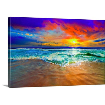 Beautiful Ocean Sunset Wrapped Canvas Art Print, 30"x20"x1.5"