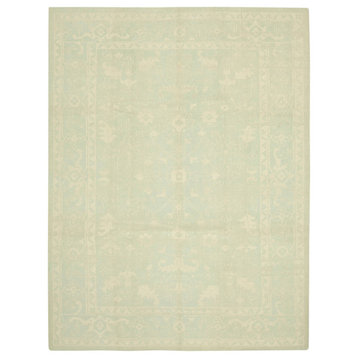 Rug N Carpet - Handmade Oriental 8' 11" x 11' 11" Pastel Beige Oushak Rug