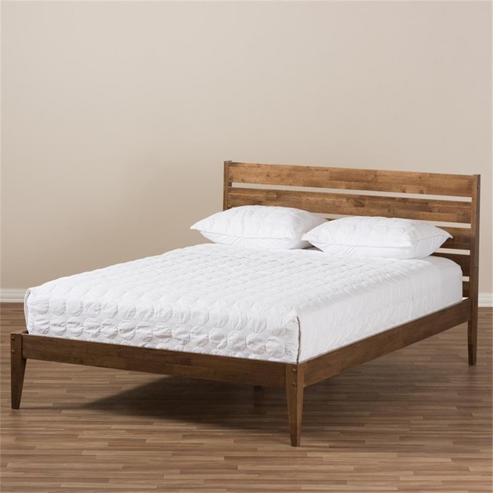 Sheldon Bed Baxton Studio Elmdon Slatted Wood Headboard King Platform Bed in Walnut ...