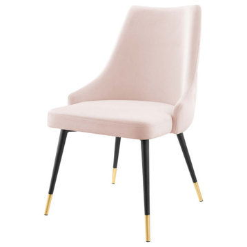 Tufted Side Dining Chair, Velvet, Pink, Modern, Bistro Restaurant Hospitality
