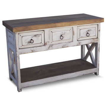 Erin Farmhouse Vanity, Rustic White, 48"x20"x32", Single Sink