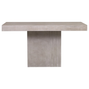 Tama Rectangle Dining Table - Single Pedestal - Slate Gray Outdoor Dining Table