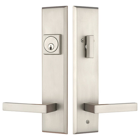 Times Square Entry Door Lock Handleset With Delta lever, Brushed Nickel