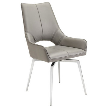 Uptown Club Modern Upholstered Dining Chairs in Gray Velvet - Set of 2