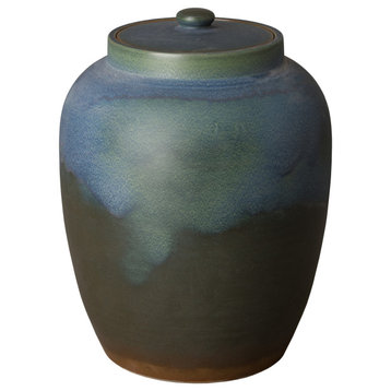 28 in. Storage Green Porcelain Jar