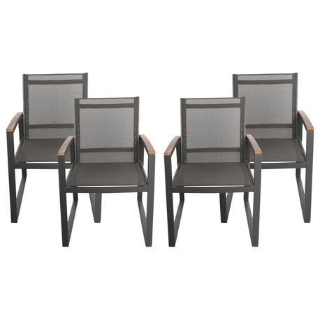 Aubrey Outdoor Dining Chairs, Gray/Natural Brown, Set of 4