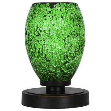 Luna Table Lamp With 5" Green Fusion Glass, Dark Granite