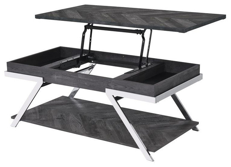 Bowery Hill Dark Gray Lift-Top Wood and Laminate Cocktail Table ...