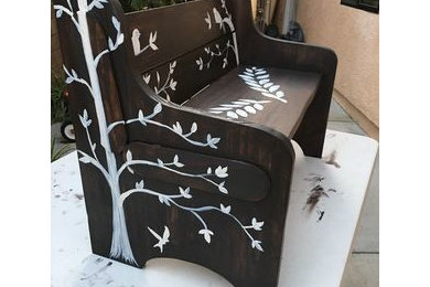Custom Bench in Newhall, CA Beautifully Handmade, Stained and Hand Painted