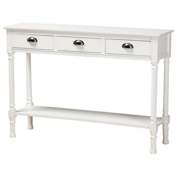 Kenfeld French Provincial White Finish Wood 3-Drawer Entryway Console Table