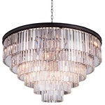 Gatsby Luminaires - Fringe 33-Light Chandelier, Gray Iron, Clear, Without LED Bulbs - Bring glamour to your home with this thirty three light stunning pendant chandelier from Glass Fringe collection. Industrial style frame yet delicate and modern glass fringe options this stunning ceiling light will surely update your decor
