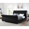 Classic Platform Bed, Scrolled Head/Foot With Faux Crystal Tufting, Black, King