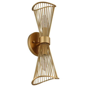 Aurora 2-Light Wall Sconce in Nordic Brass