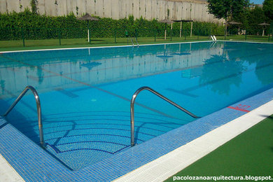 Foto de piscina alargada grande rectangular