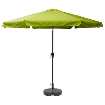 Corliving 10Ft Round Tilting Patio Umbrella And Round Umbrella Base