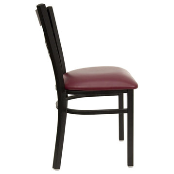 Black Restaurant Chair, Burgundy