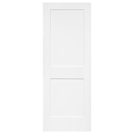 2-Panel Kimberly Bay Door, Interior Slab Shaker, White, 1.375"x28"x80"