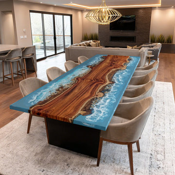 Custom Epoxy River Table-The collision of forest and ocean