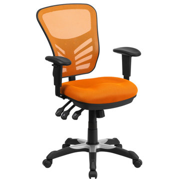 Mid-Back Mesh Swivel Task Chair with Triple Paddle Control, Orange