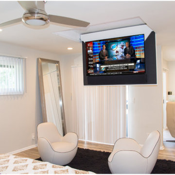 Nexus 21 swing down motorized tv lift with custom soundbar