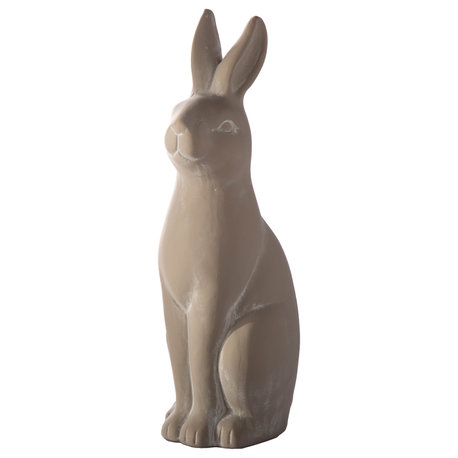 Terracotta Sitting Rabbit Figurine Smooth Washed Gray Finish