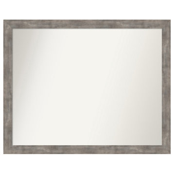 Marred Pewter Non-Beveled Wood Wall Mirror 30.5x24.5 in.
