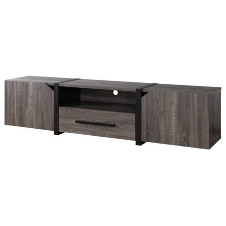 Furniture of America Diego Rustic Wood 81.5-Inch TV Stand in Distressed Gray