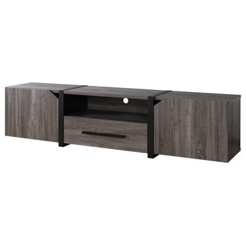 Furniture of America Diego Rustic Wood 81.5-Inch TV Stand in Distressed Gray
