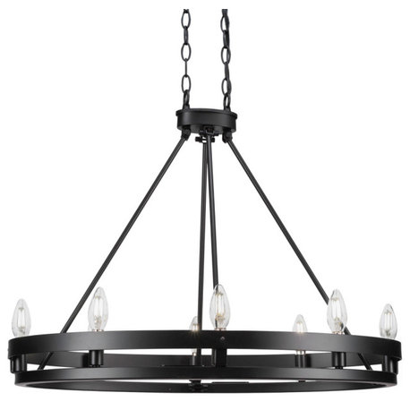 Belmont 8 Light Oval Chandelier Shown, Matte Black Finish